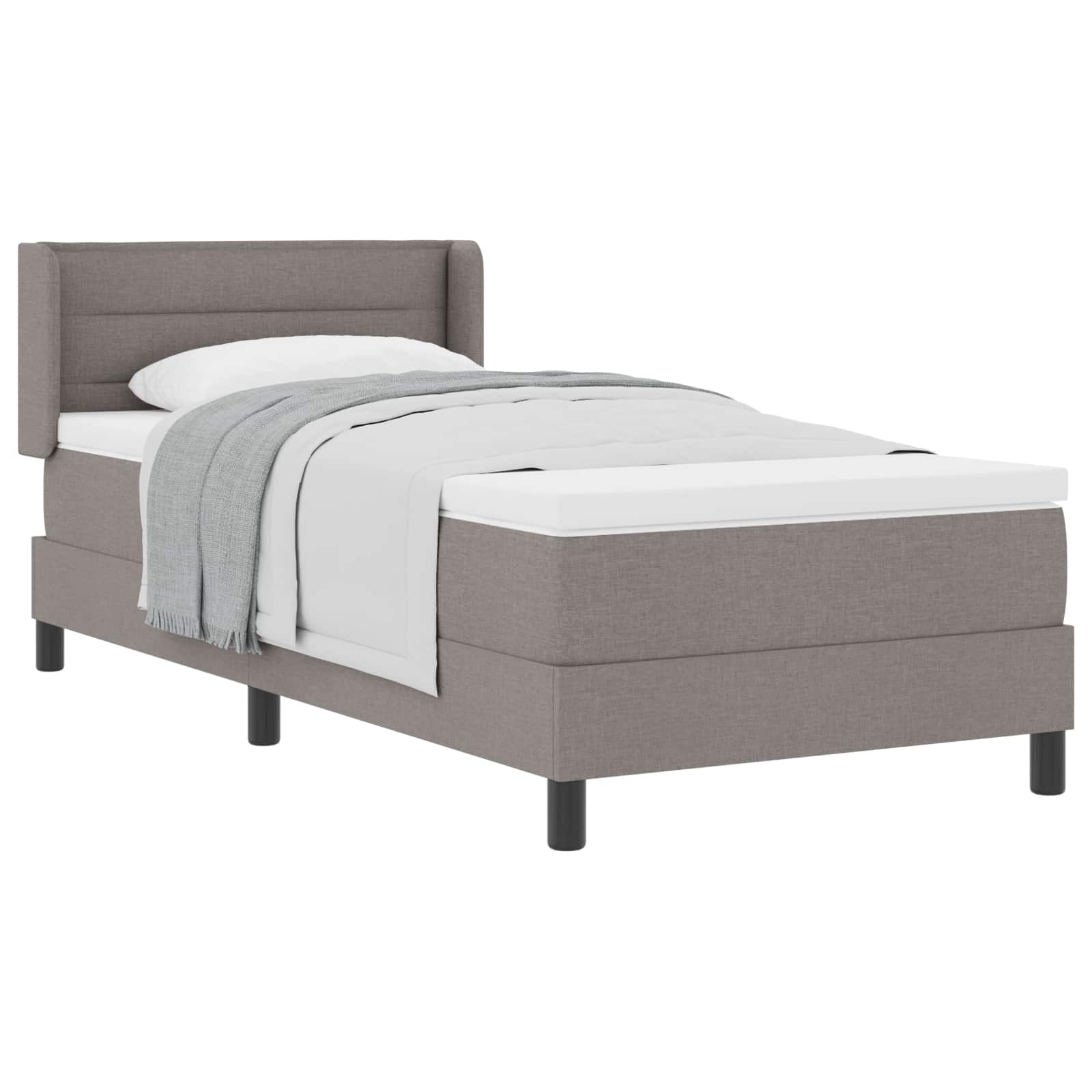 Bäddfjäder med huvudgavel Taupe 200 x 90 cm tyg