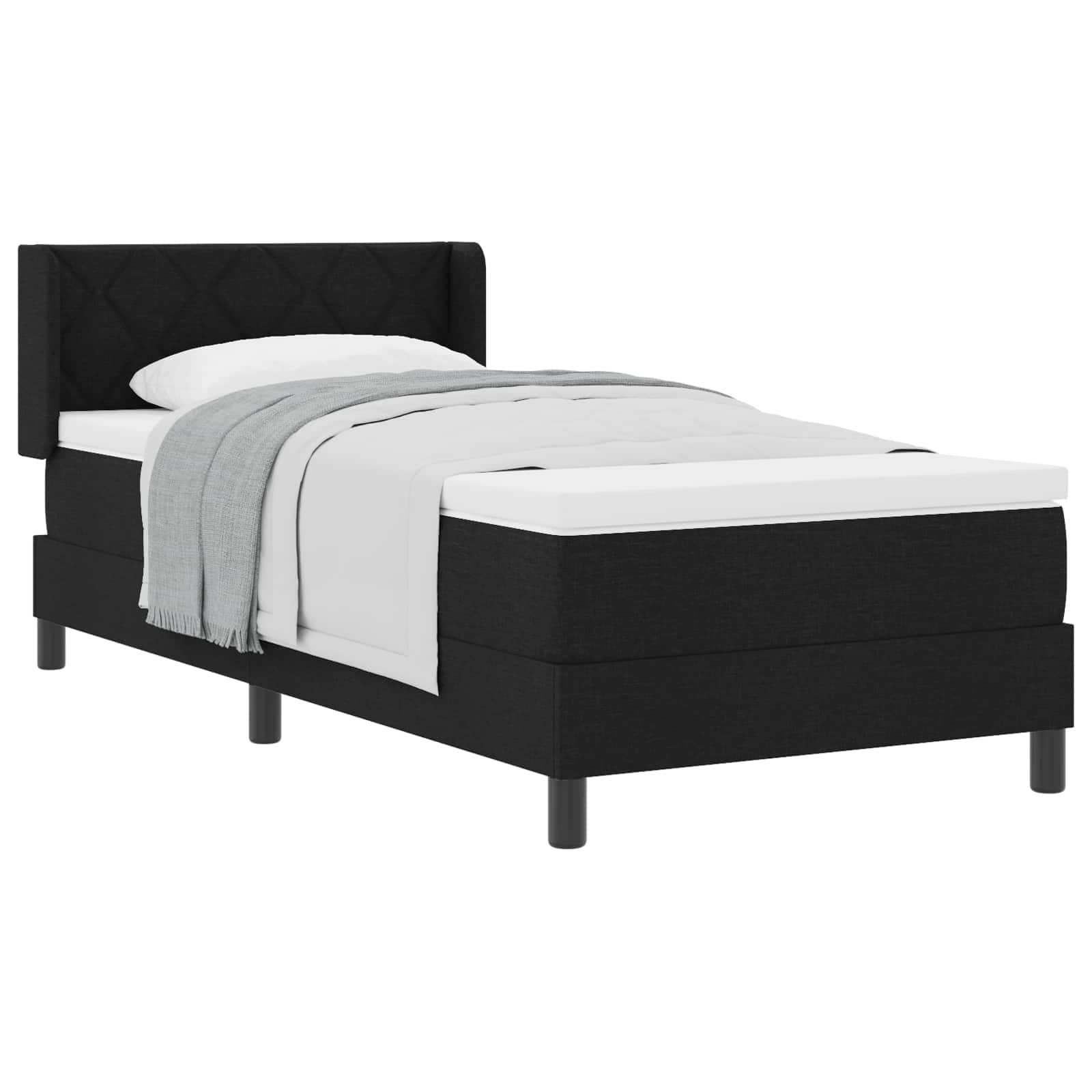 Bäddfjäder med huvudgavel Svart 200 x 90 cm tyg