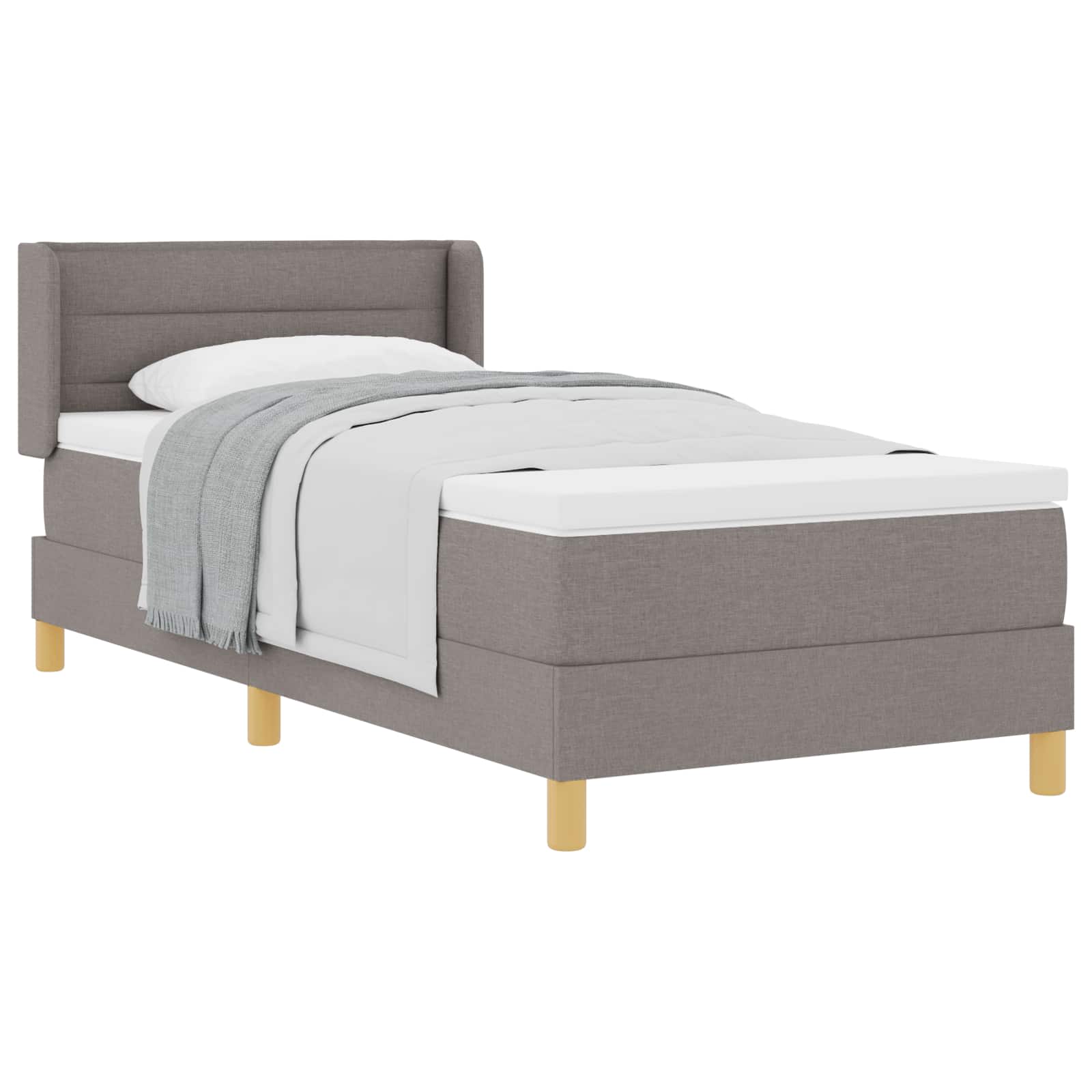 Bäddfjäder med madrass med huvudgavel Taupe 200 x 90 cm tyg