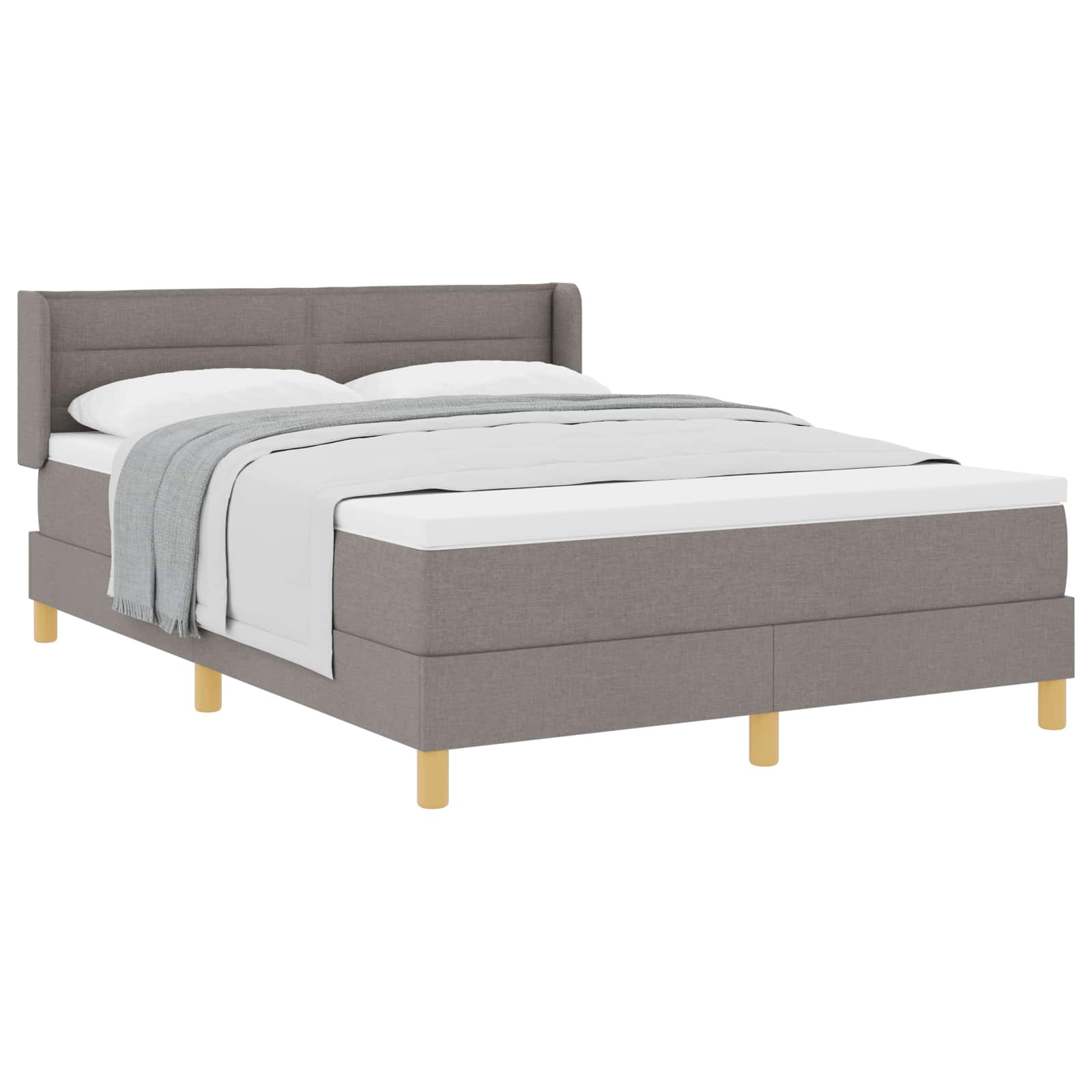 Bäddfjäder med madrass med huvudgavel Taupe 200 x 140 cm tyg