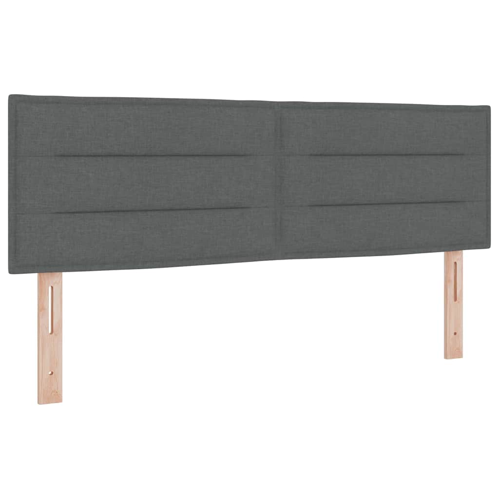 Bäddfjäder med madrass med huvudgavel Mörkgrå 200 x 160 cm tyg