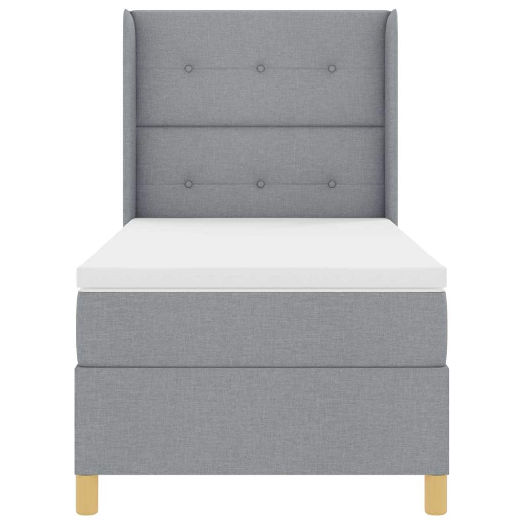 Bäddfjäder med madrass med huvudgavel Ljusgrå 80 x 200 cm tyg