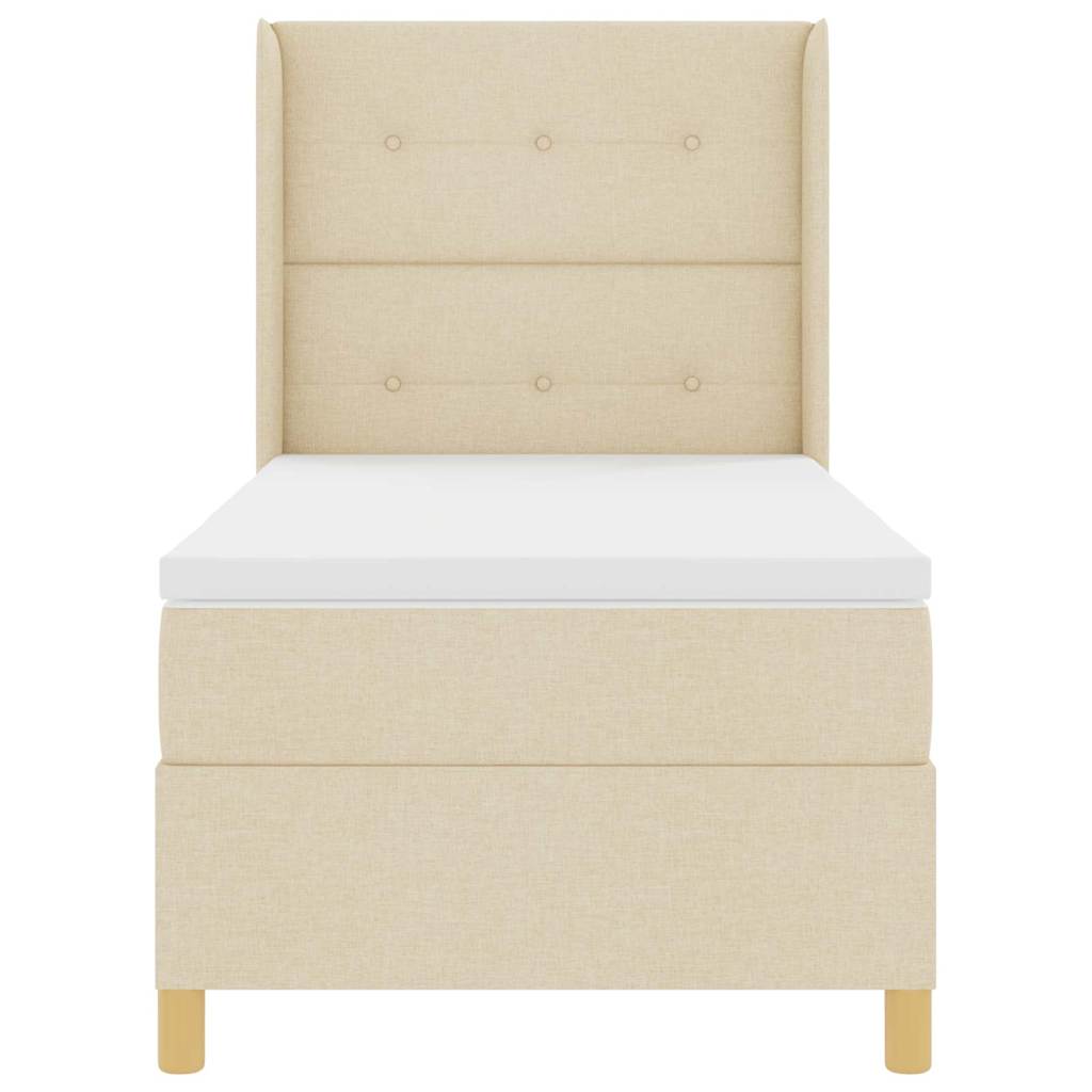 Bäddfjäder med madrass med huvudgavel Kräm 100 x 200 cm tyg