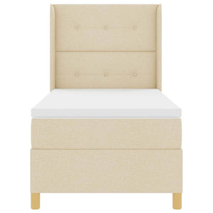 Bäddfjäder med madrass med huvudgavel Kräm 100 x 200 cm tyg