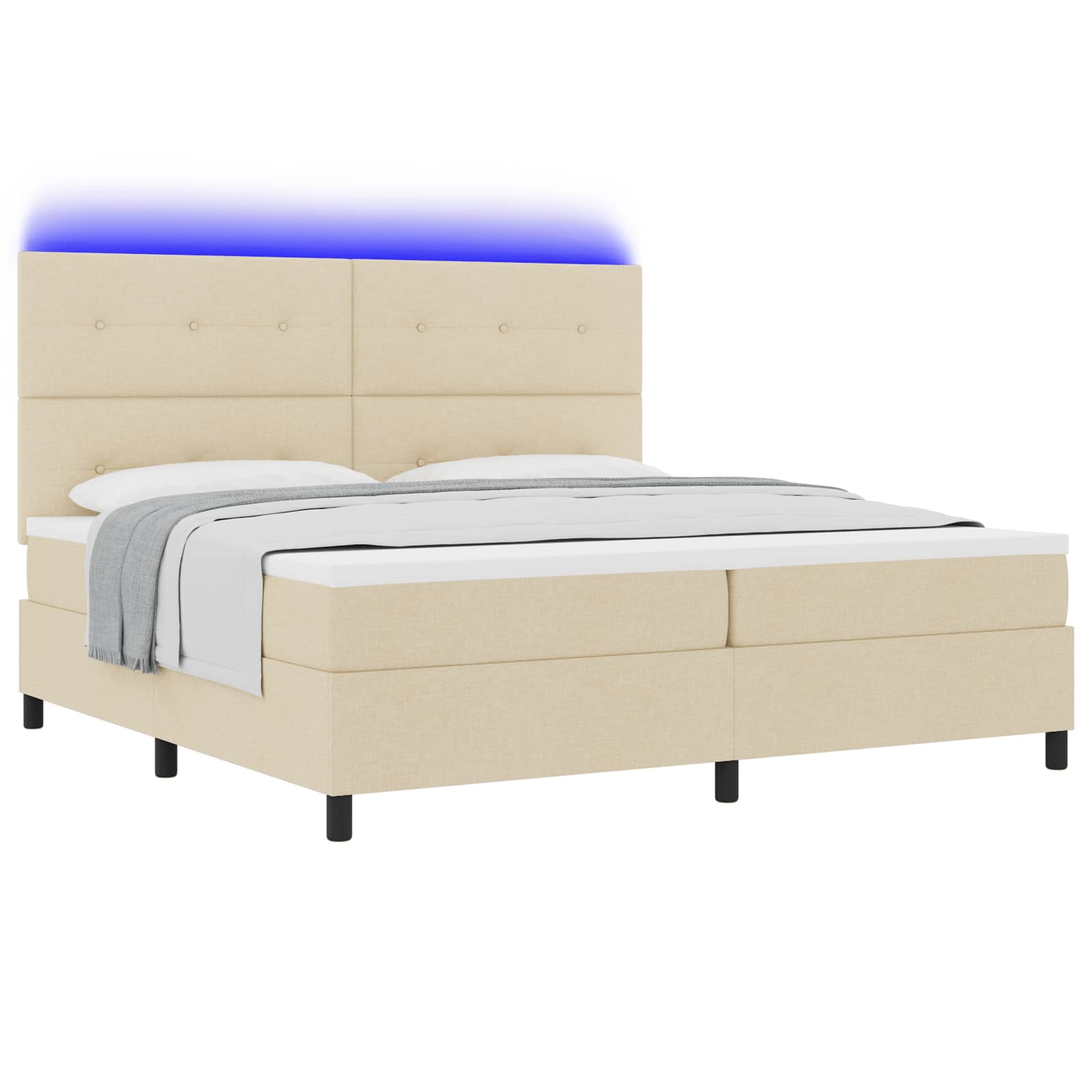Bäddfjäder med LED-ljusslingor Kräm 200 x 200 cm tyg
