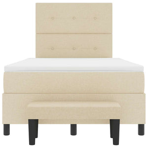 Bäddfjäder med madrass med huvudgavel Kräm 120 x 190 cm tyg