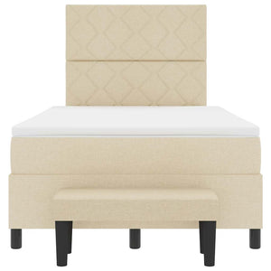 Bäddfjäder med madrass med huvudgavel Kräm 120 x 200 cm tyg