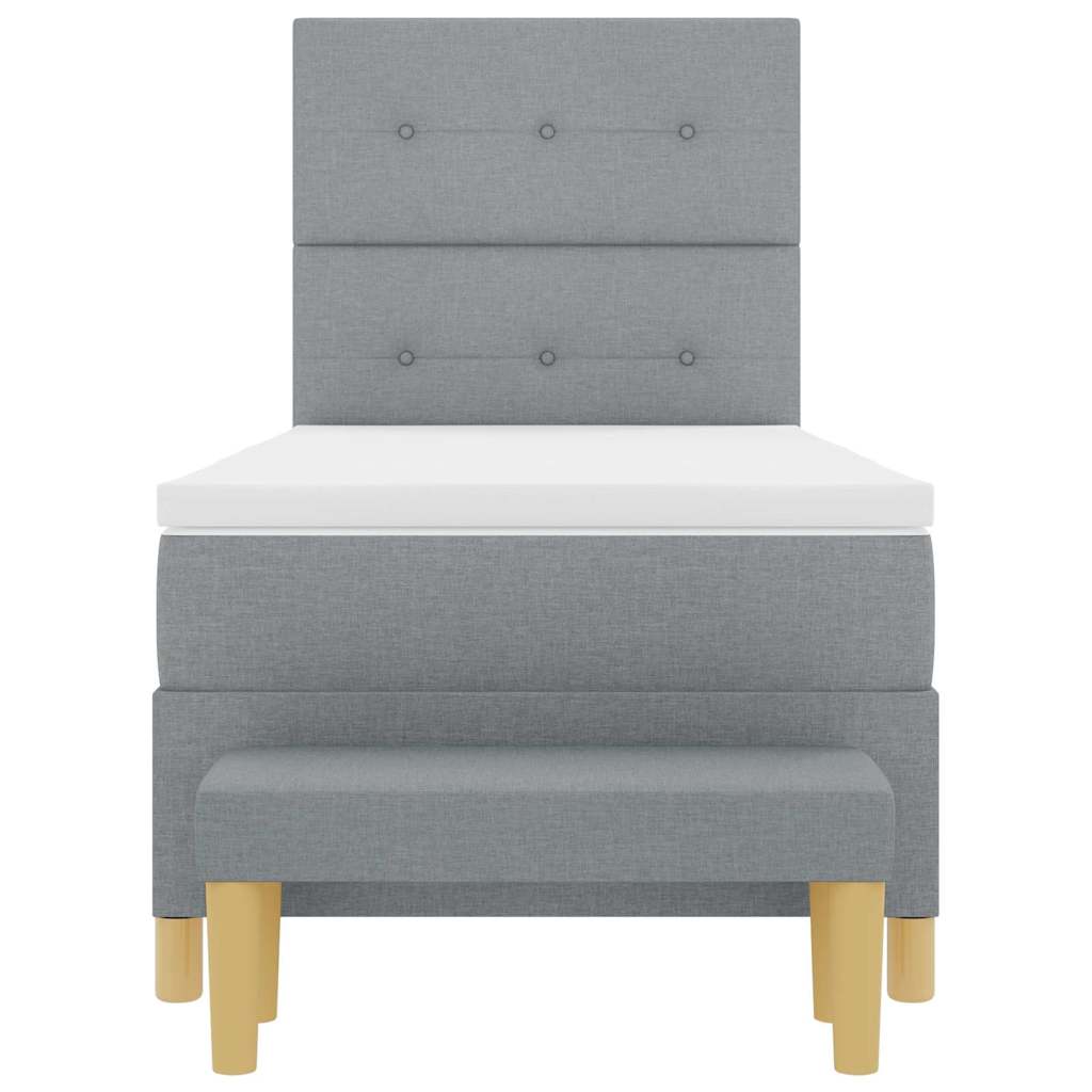 Bäddfjäder med madrass med huvudgavel Ljusgrå 80 x 200 cm tyg