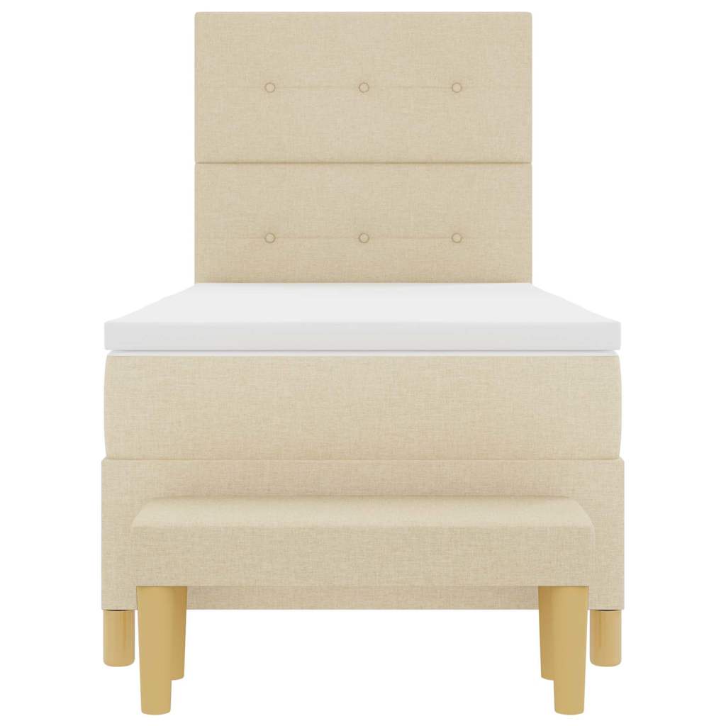 Bäddfjäder med madrass med huvudgavel Kräm 100 x 200 cm tyg