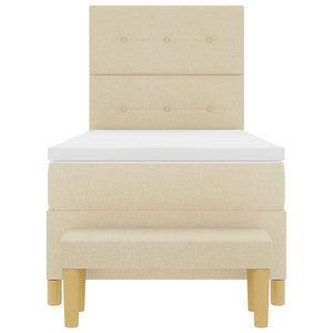 Bäddfjäder med madrass med huvudgavel Kräm 100 x 200 cm tyg