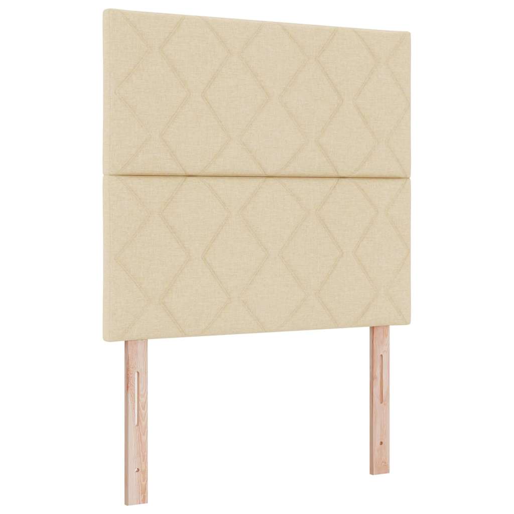 Bäddfjäder med madrass med huvudgavel Kräm 120 x 200 cm tyg