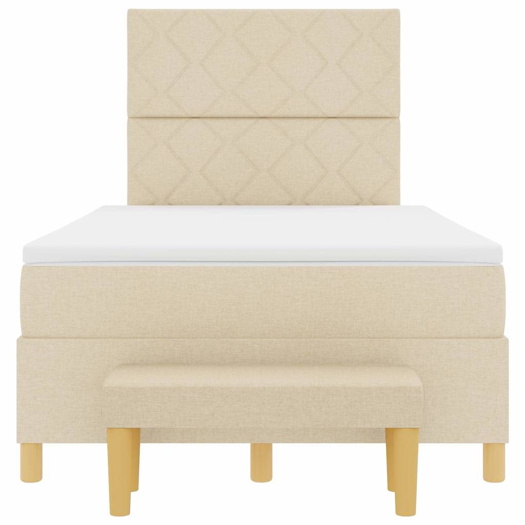 Bäddfjäder med madrass med huvudgavel Kräm 120 x 200 cm tyg