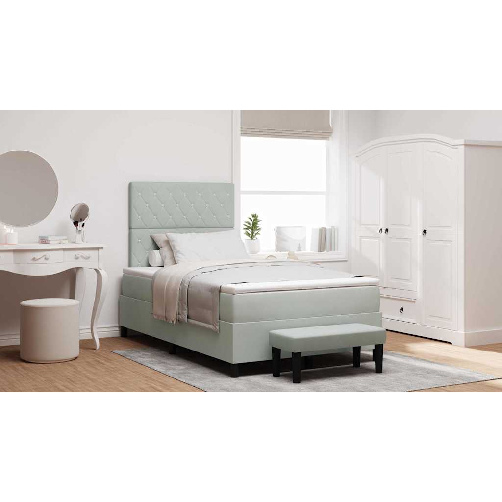 Bäddfjäder med madrass Ljusgrå 120 x 200 cm Sammet