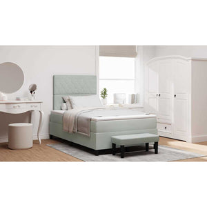 Bäddfjäder med madrass Ljusgrå 120 x 200 cm Sammet