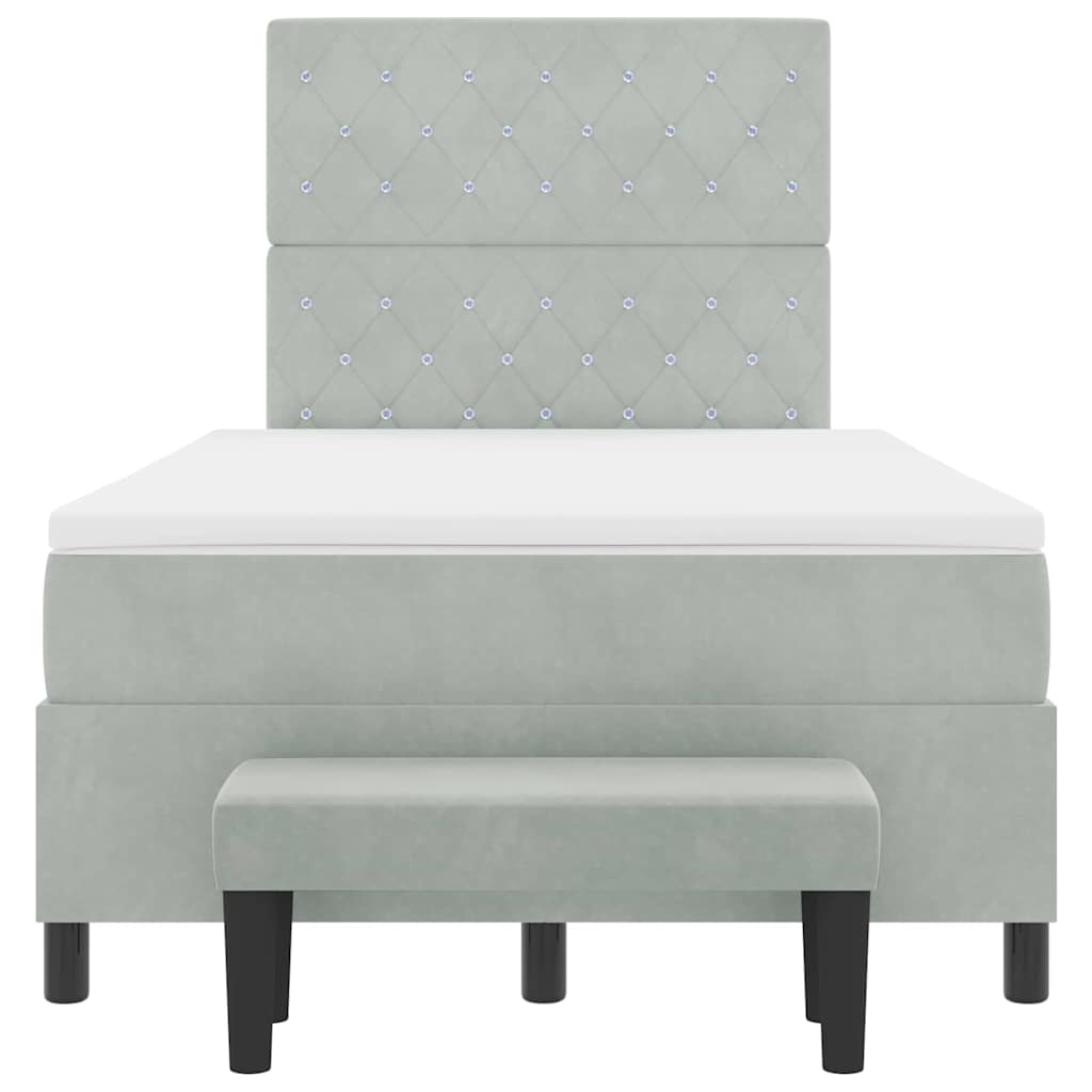 Bäddfjäder med madrass Ljusgrå 120 x 200 cm Sammet