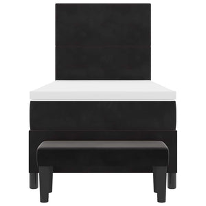 Bäddfjäder med madrass med huvudgavel Svart 90 x 190 cm Sammet