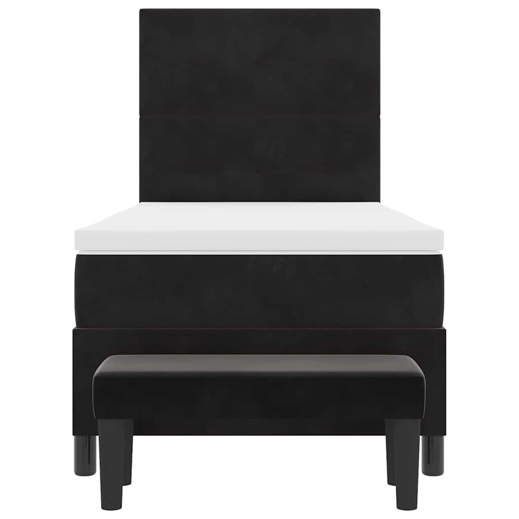 Bäddfjäder med madrass med huvudgavel Svart 90 x 200 cm Sammet