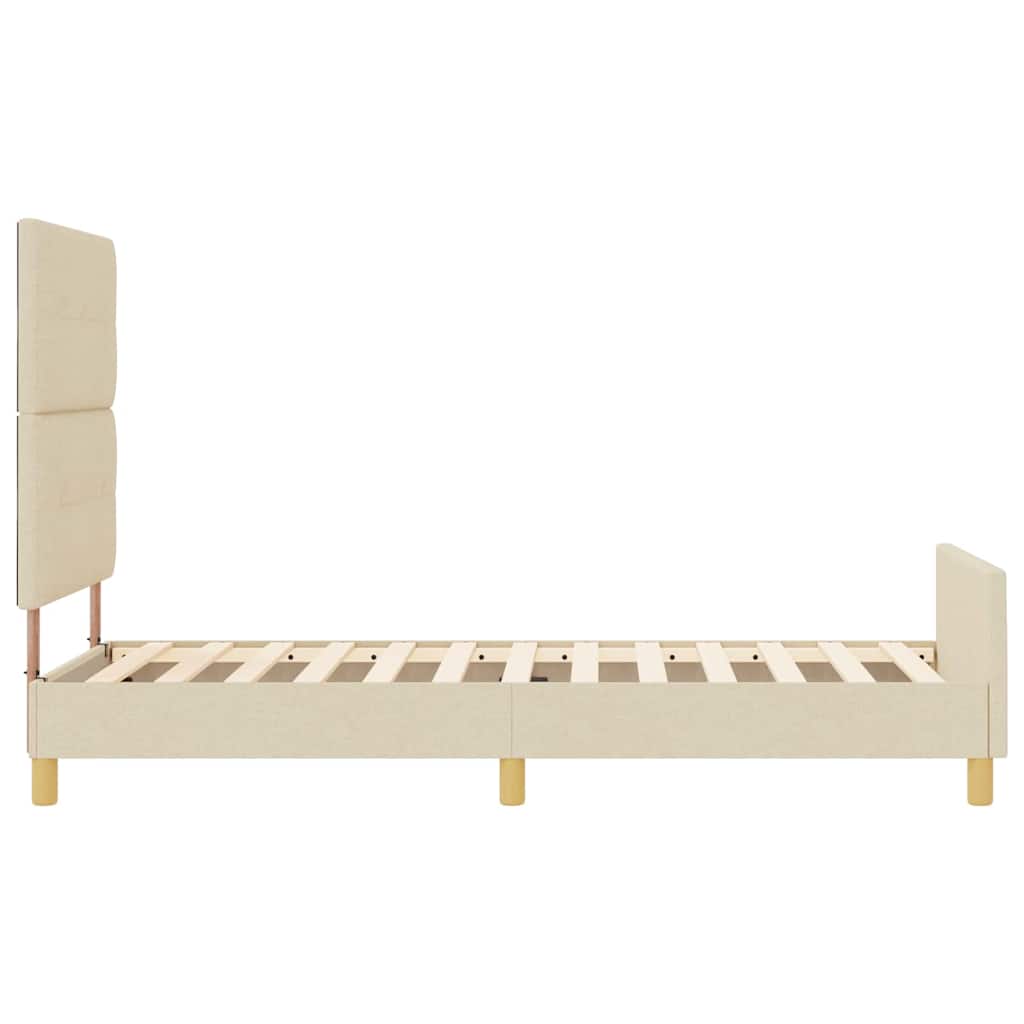 Sängram med huvudgavel Kräm 100 x 200 cm tyg