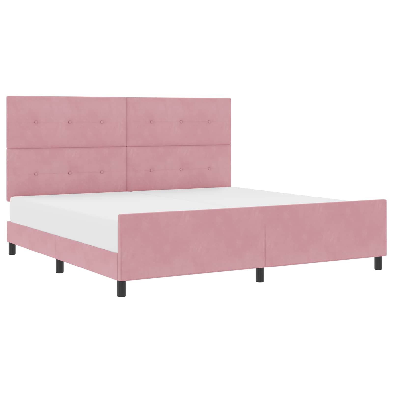 Bäddfjäder med huvudgavel Rosa 200 x 200 cm Sammet