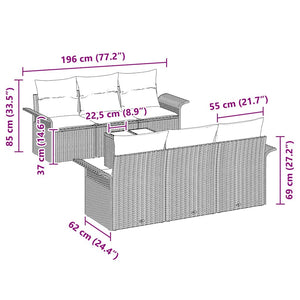 Trädgårdsoffset med kudde med lagring 7 pcs Svart konstrotting