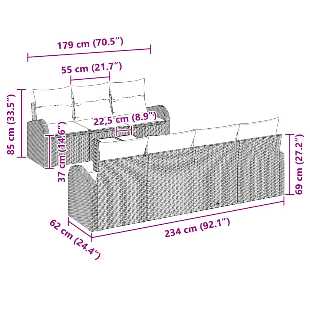 Trädgårdsoffset med kudde med lagring 8 pcs Svart och kräm