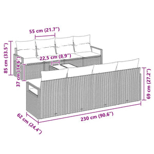 Trädgårdsoffset med kudde med lagring 9 pcs Svart konstrotting
