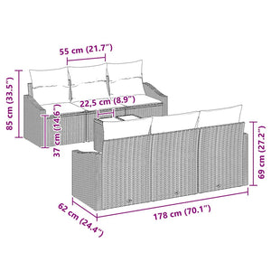Soffset med kudde med lagring 7 pcs Svart konstrotting