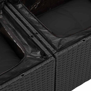 Soffset med kudde med lagring 8 pcs Svart konstrotting