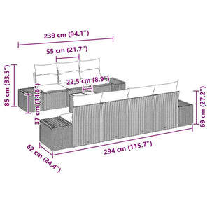 Trädgårdsoffset med kudde med lagring 8 pcs Svart konstrotting