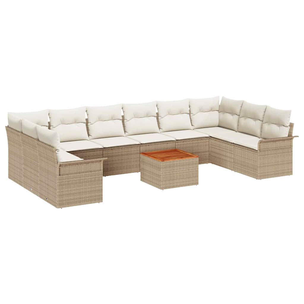 Trädgårdsoffset 11 pcs Beige och gräddfärgad konstrotting