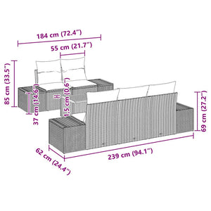 Trädgårdsoffset 6 pcs Beige och Ljusgrå konstrotting