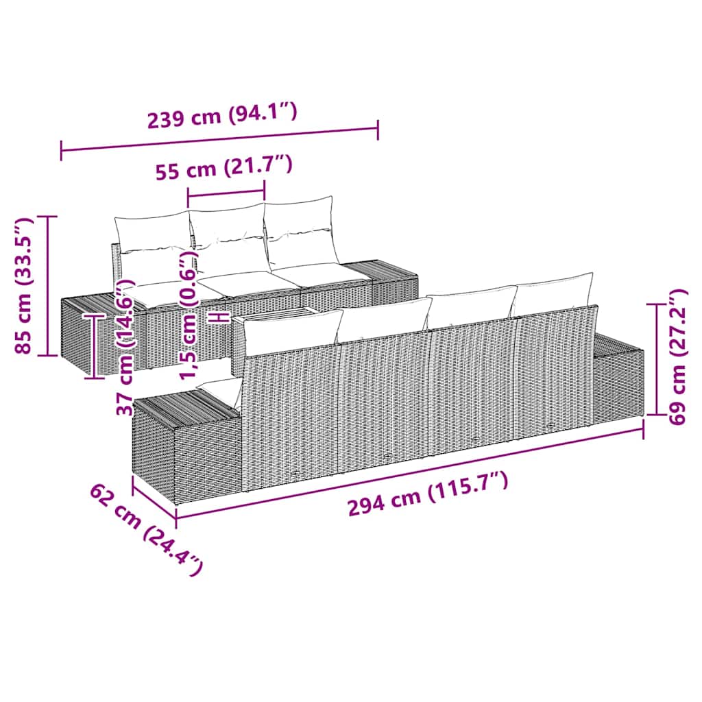 Trädgårdsoffset 8 pcs beige och ljusgrå