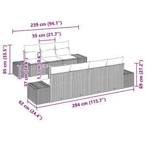 Trädgårdsoffset 8 pcs beige och ljusgrå