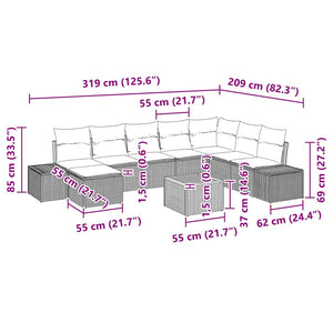 Trädgårdsoffset 9 pcs Svart och vit
