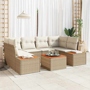Trädgårdsoffset med kudde med lagring 6 pcs Beige Poly rattan