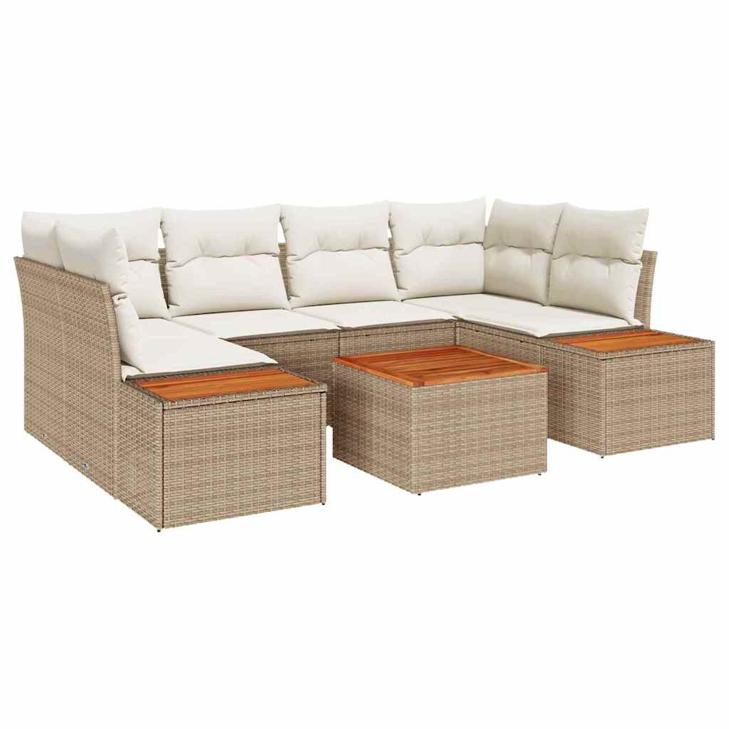 Trädgårdsoffset med kudde med lagring 6 pcs Beige Poly rattan