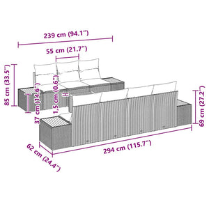 Trädgårdsoffset med kudde med lagring 8 pcs Beige Poly rattan