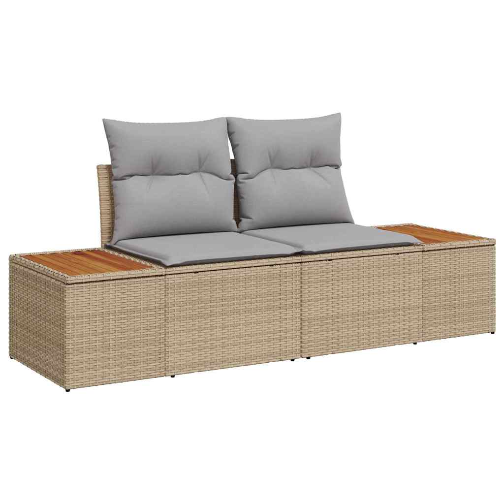 Trädgårdsoffset med kudde med lagring 8 pcs Beige Poly rattan