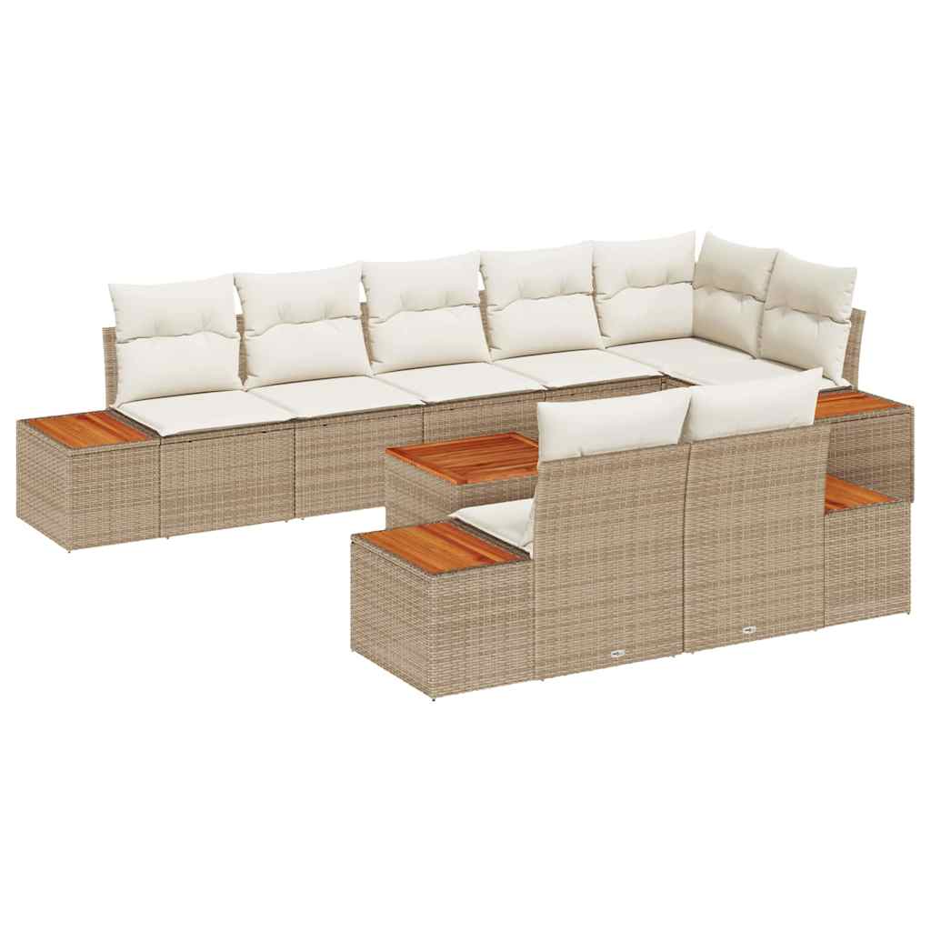 Trädgårdsoffset 8 pcs Beige och gräddfärgad Polyrattan