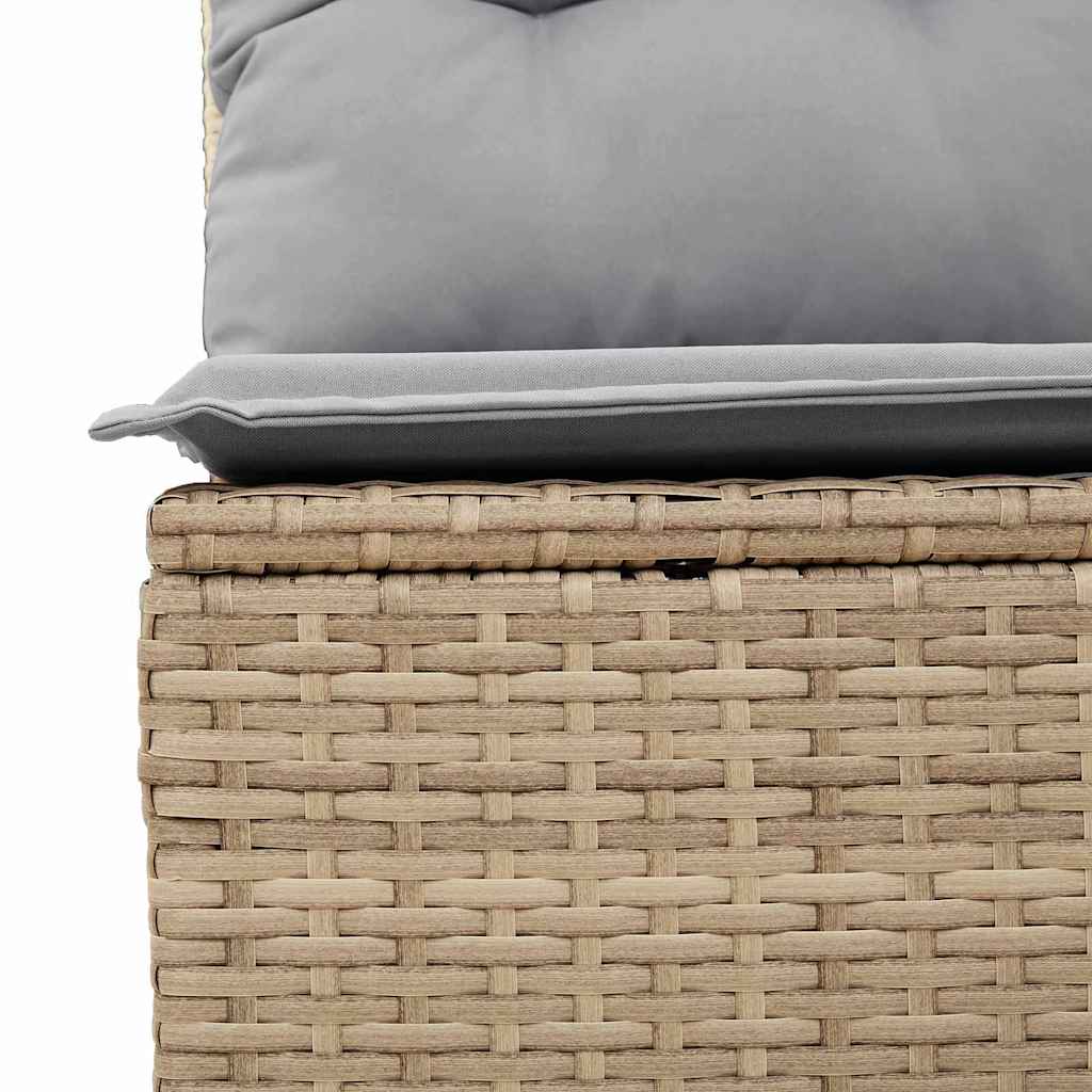 Trädgårdsoffset med kudde med lagring 9 pcs Beige Poly Rattan