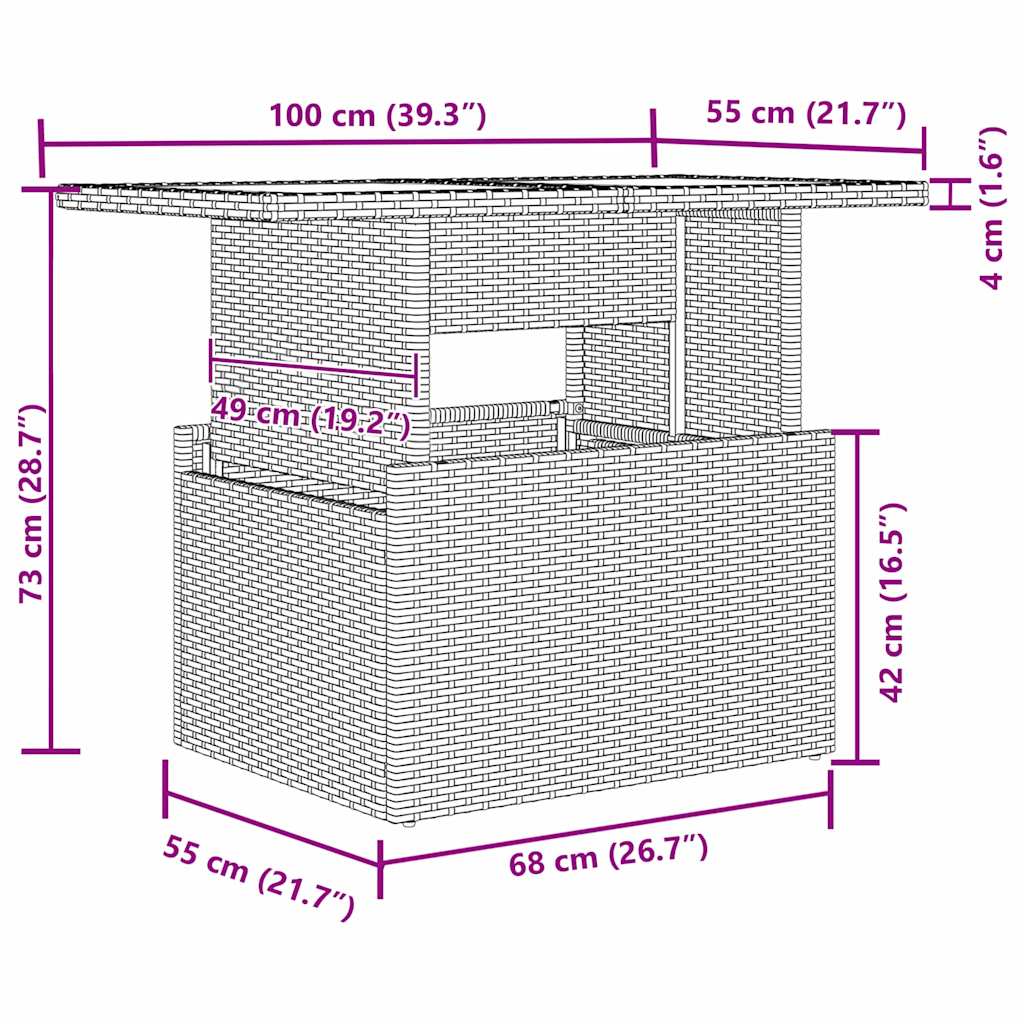 Trädgårdsoffset med kudde med lagring 6 pcs Svart Poly rattan