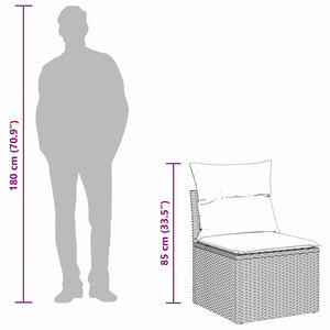 Trädgårdsoffset med kudde med lagring 6 pcs Grå Poly rattan