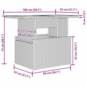Trädgårdsoffset med kudde med lagring 5 pcs Grå Poly rattan