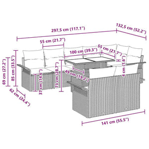 Trädgårdsoffset med kudde med lagring 9 pcs Beige Poly rattan