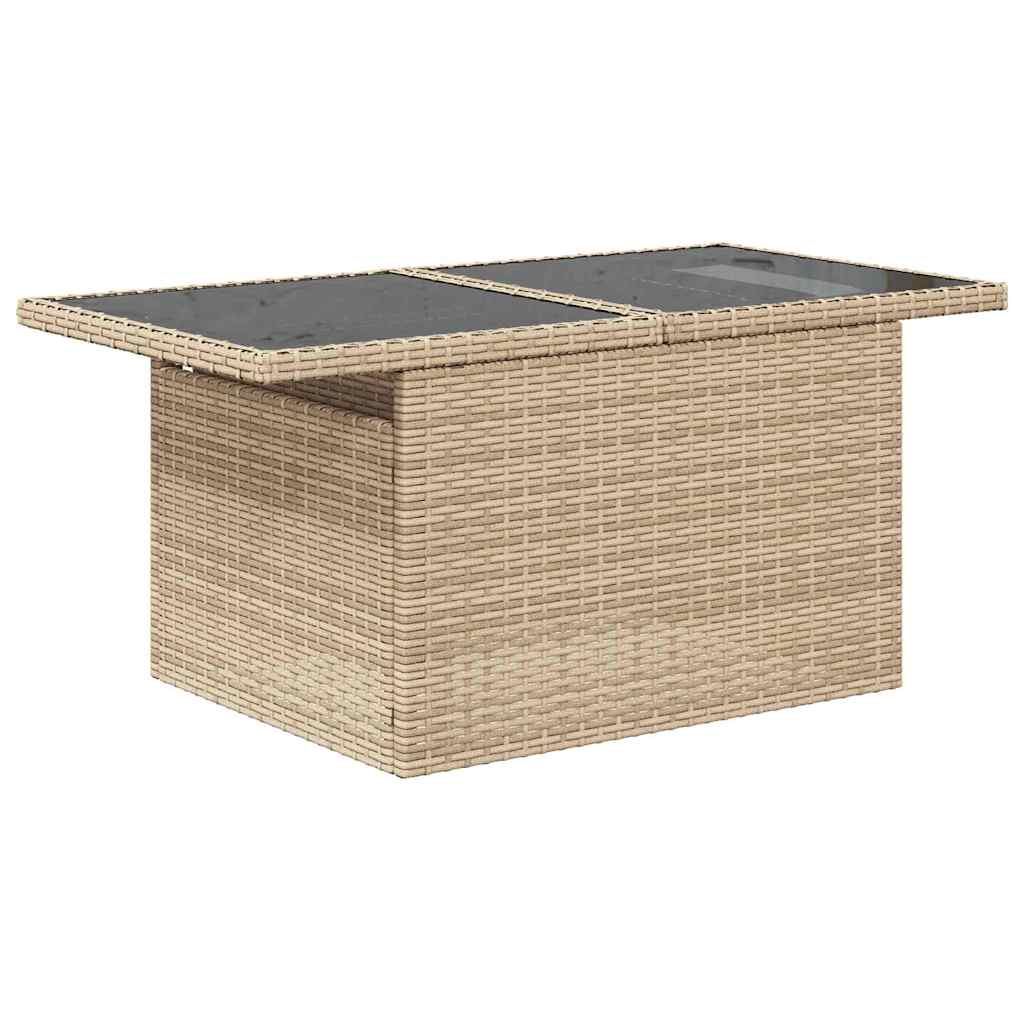 Trädgårdsoffset med kudde med kudde 9 pcs Beige Poly Rattan