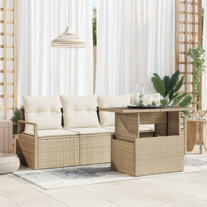 Trädgårdsoffset med lagring 5 pcs Beige Poly rattan