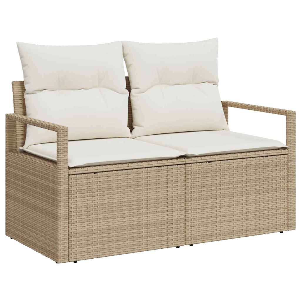 Trädgårdsoffset med lagring 5 pcs Beige Poly rattan