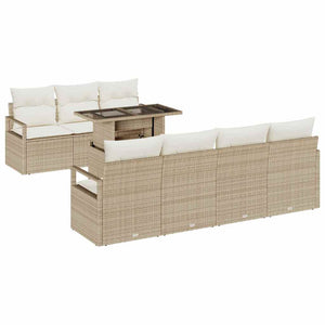 Trädgårdsoffset med lagring 8 pcs Beige Poly rattan