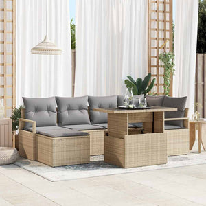Trädgårdsoffset med lagring 7 pcs Beige Poly rattan