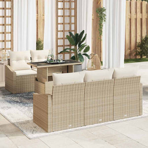 Trädgårdsoffset med lagring 6 pcs Beige Poly rattan